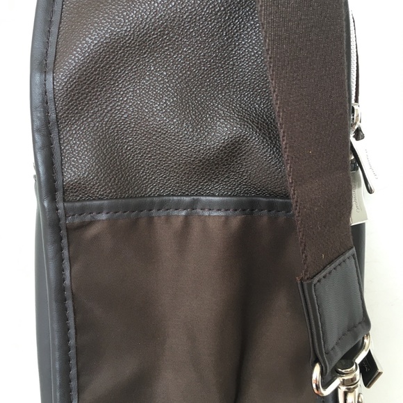 Orobianco Sling Shoulder Bag Rectangle Brown Lots of pockets 6" x 14" Crossbody - Picture 4 of 10